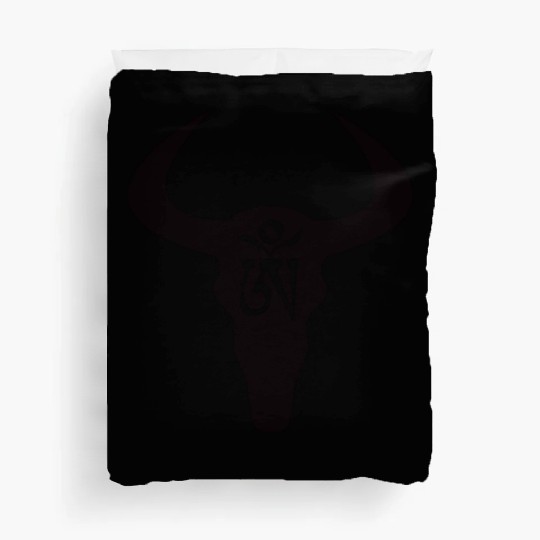 Wild yak skull with Tibetan inscriptions Duvet Covers