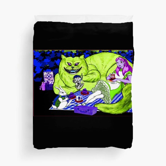 Alice in Picnic land Black (Light Version) Duvet Covers