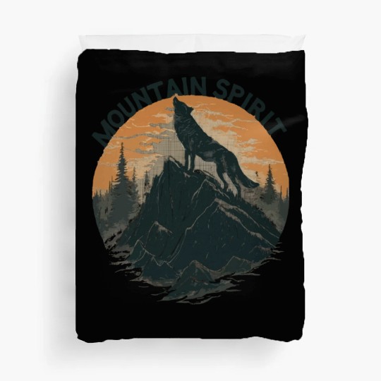 Mountain Majesty Wolf Howling on the Peak Duvet Covers