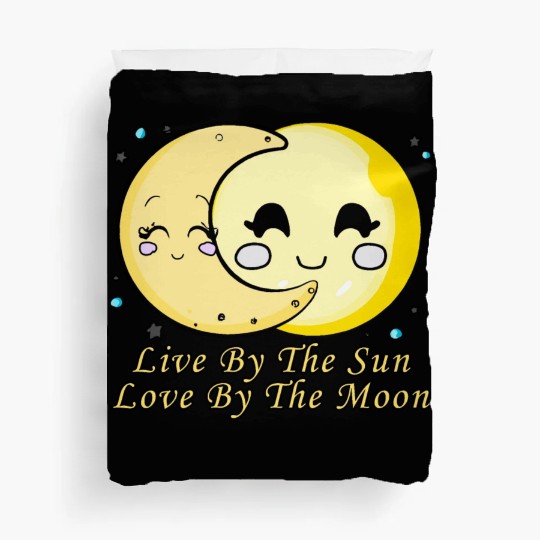 Live By The Sun Love By The Moon, Cartoon Sun Moon Duvet Covers