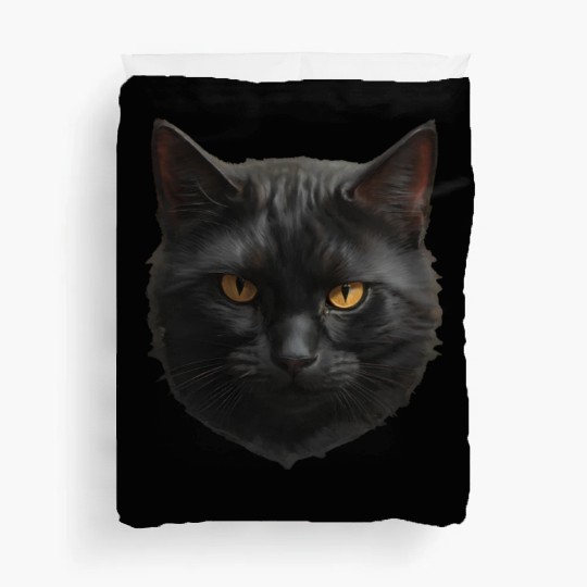 black cat face Duvet Covers