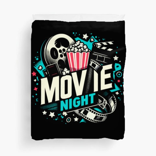 Movie Night Popcorn Film Theatre Cinema Ticket Duvet Covers