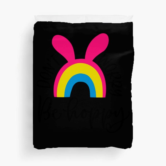 dont worry be hoppy.happy spring. EASTER Stickers Duvet Covers