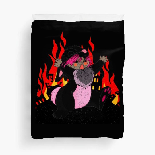 Easter Rabbit Running From The Burning City Duvet Covers