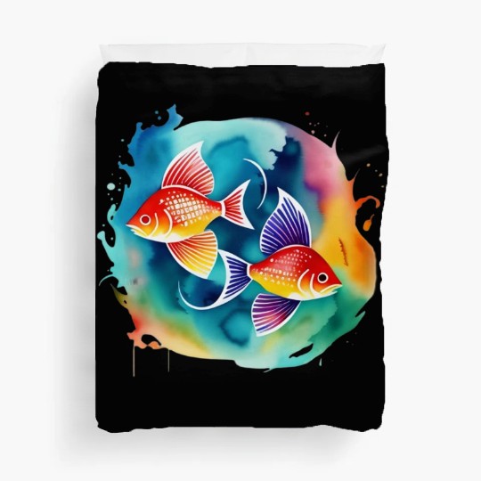 Color splash zodiac: Pisces Duvet Covers