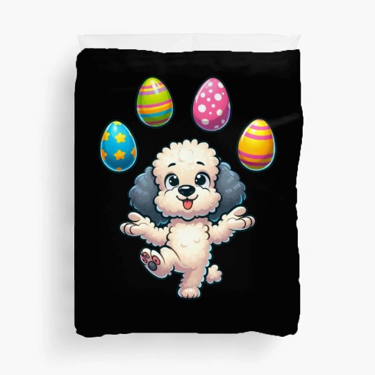 Easter Egg Easter Dog Poodle Juggling Juggler Duvet Covers