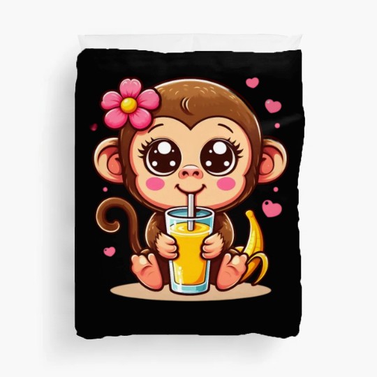 Monkey Sipping Banana Juice Duvet Covers