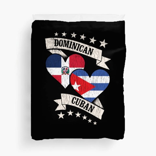 Dominican Cuban Heart Flags Dominican Republic Cub Duvet Covers