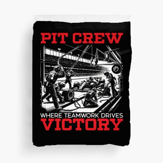 Pit Crew Race Car Racing Race Track Motorsport Duvet Covers