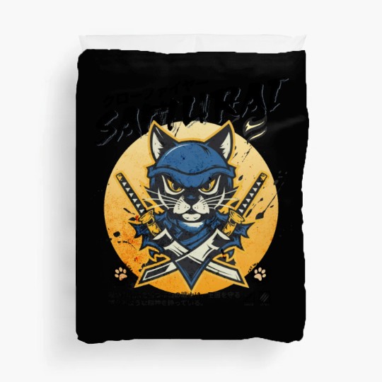 Samurai Cat, Ninja Cat, Cat Assassin, Warrior Cat Duvet Covers
