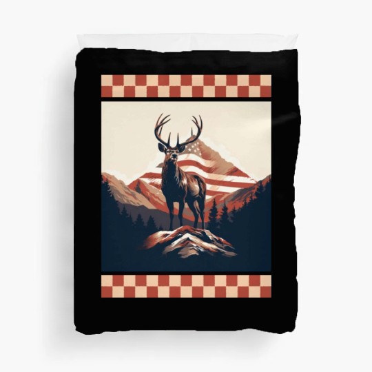 Mountain Range American Flag Rock Camo Deer Peak Duvet Covers