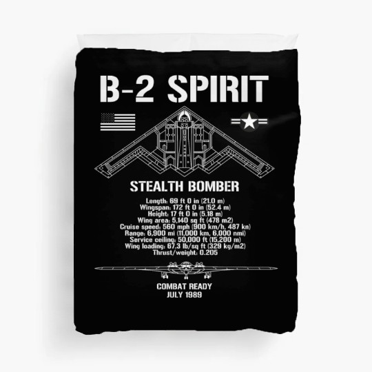 B-2 Spirit Stealth Bomber Specs Military Aircraft Duvet Covers
