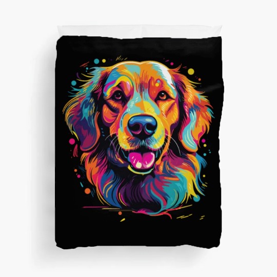 Watercolor Colorful Golden Retriever Duvet Covers