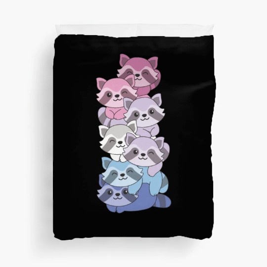 Bigender Flag Pride Lgbtq Cute Raccoon Duvet Covers