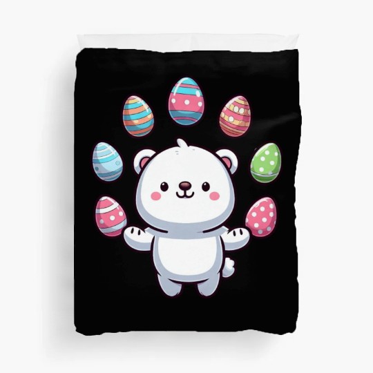 Cartoon Polar Bear Easter Egg Design Duvet Covers