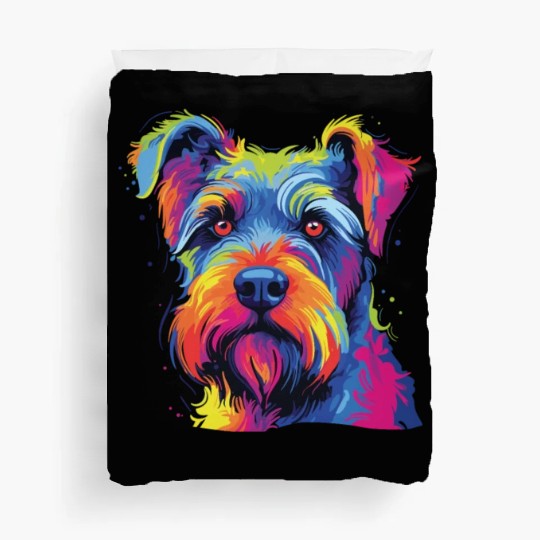 Watercolor Colorful Standard Schnauzer Duvet Covers