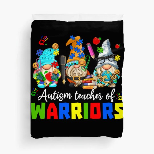Autism Teacher Warriors Autism Autism Gnome Gift Duvet Covers