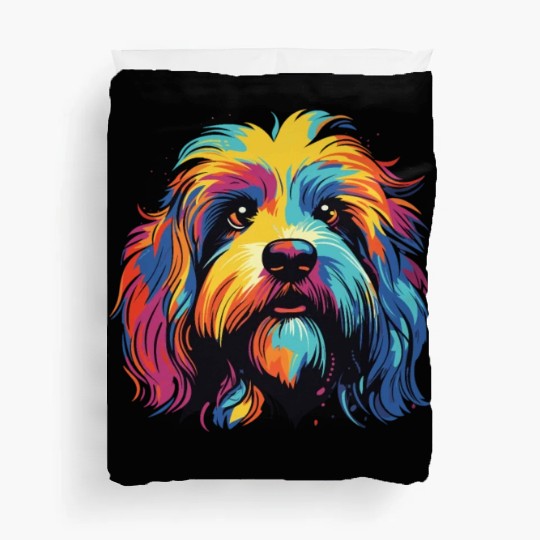 Watercolor Colorful Tibetan Spaniel Duvet Covers