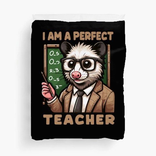 Kawaii Opossum Teacher With glasses Duvet Covers