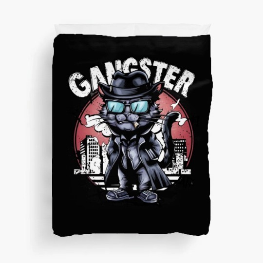 cat gangster Duvet Covers