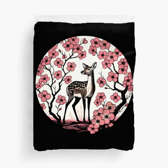 Spring Fawn Deer Dogwood Duvet Covers