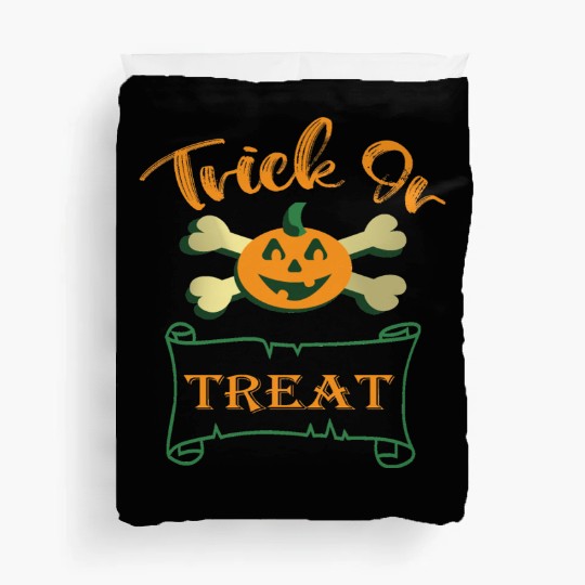 Trick or treat crossbones Halloween pumpkin Duvet Covers