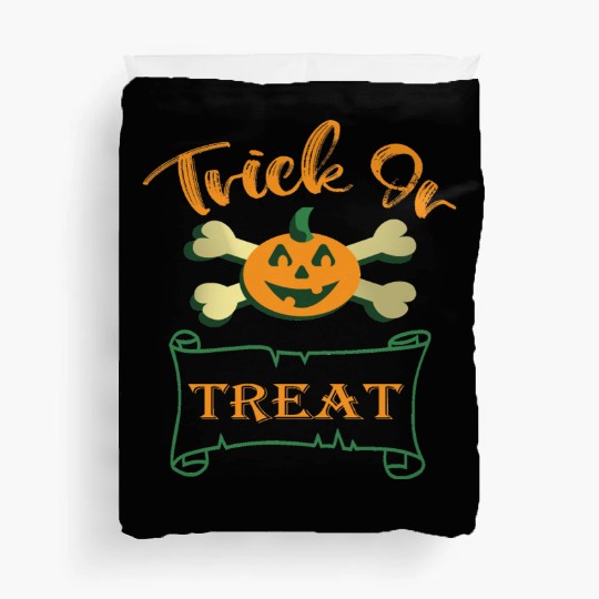 Trick or treat crossbones Halloween pumpkin Duvet Covers