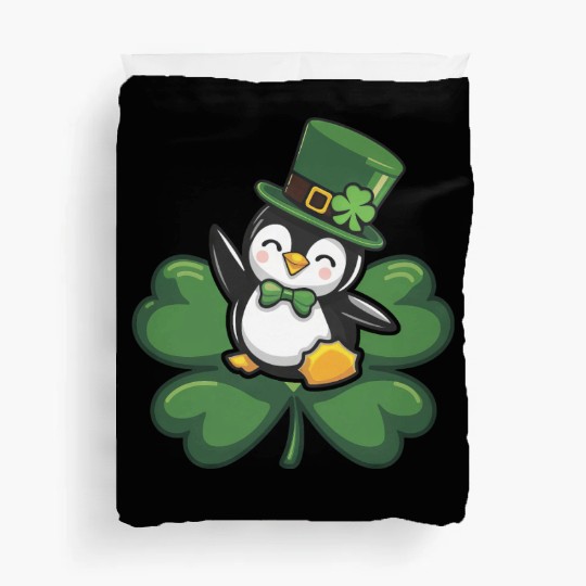 St. Patrick's Day Penguin: Cute Cartoon Design Duvet Covers