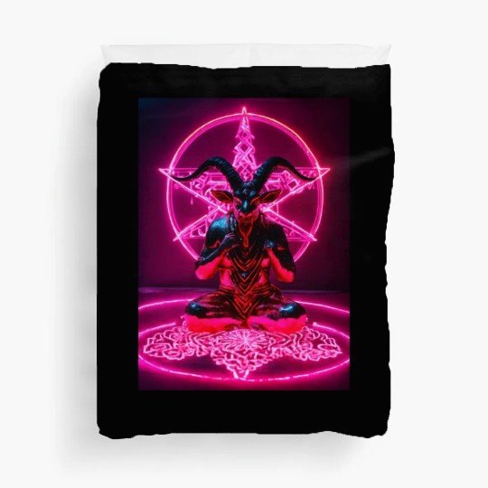Baphomet made of diamonds and glitter neon light Duvet Covers