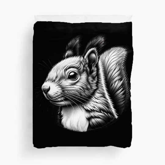 Black White Art Squirrel Animal Lover Duvet Covers