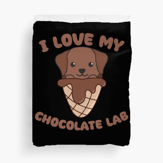 I Love My Chocolate Lab Animal In Ice Cream Cone Duvet Covers