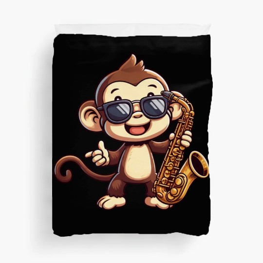 Jazz Saxophone Monkey Chimpanzee Music Lover Duvet Covers