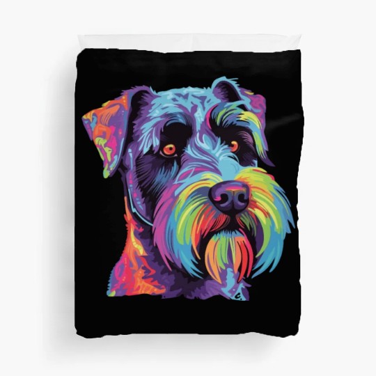 Watercolor Colorful Standard Schnauzer Duvet Covers