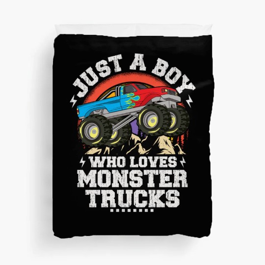 Just A Boy Who Loves Monster Trucks Toddler Kids Duvet Covers
