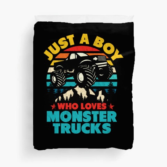 Just A Boy Who Loves Monster Trucks Toddler Kids Duvet Covers
