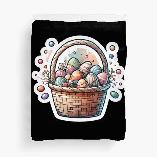 Cute Easter Egg Basket Soft Pastel Color Duvet Covers