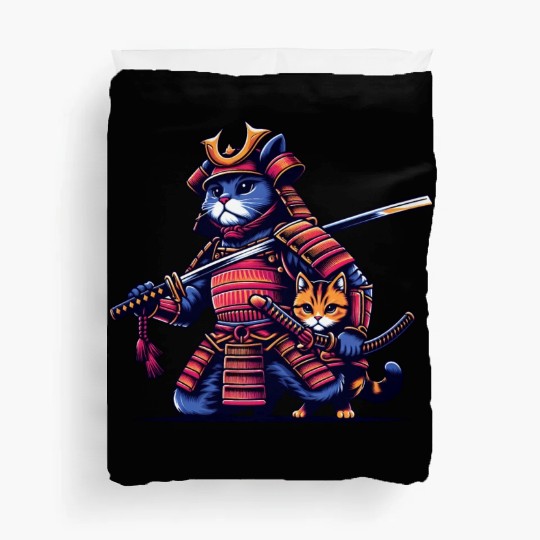 Light Samurai Cat Duvet Covers