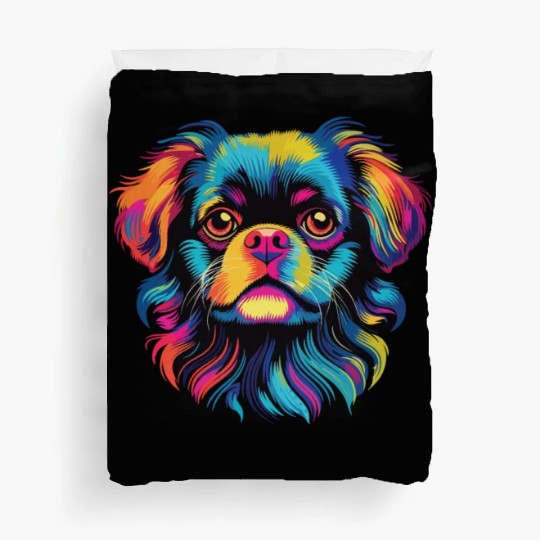 Watercolor Colorful Tibetan Spaniel Duvet Covers