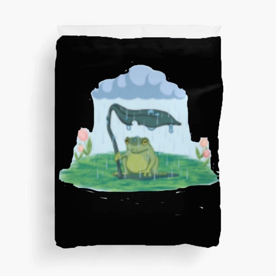 Frog on a rainy day Duvet Covers