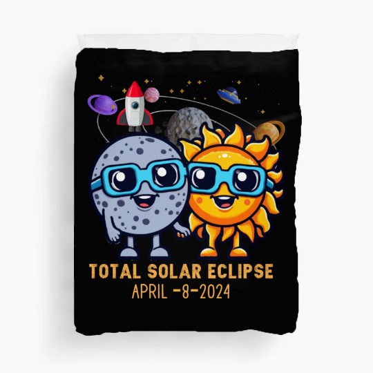 Total solar eclipse 4-8-2024: Sun and Moon love Duvet Covers