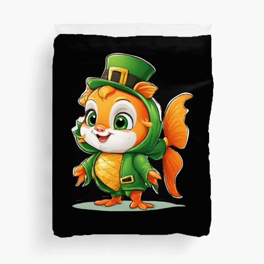 Lucky Fin: St. Patrick's Cute Fish Design Vibrant Duvet Covers