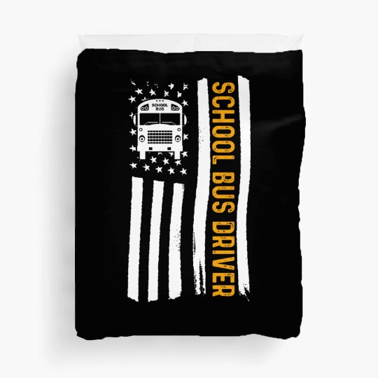 School Bus Driver American Flag School Bus Driver Duvet Covers