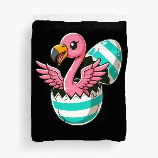 Flamingo Hatching from Easter Egg Easter Surprise Duvet Covers