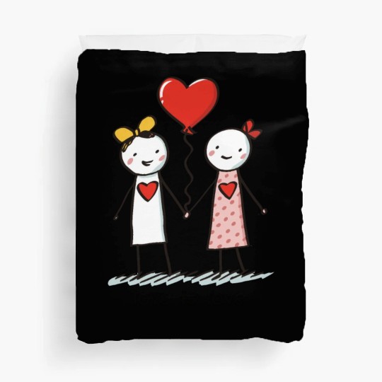 Stick Figure Lesbian Lovers Love is Love Duvet Covers