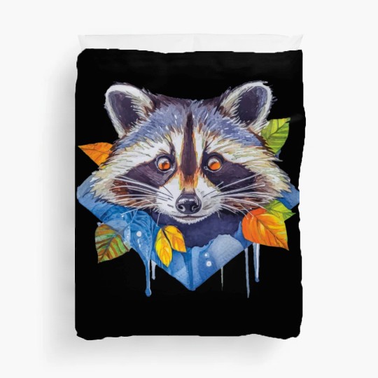 Autumn Raccoon: A Watercolor Wilderness Duvet Covers