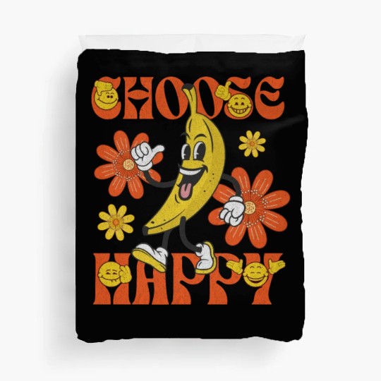 Choose Happy Retro Banana Mascot Duvet Covers