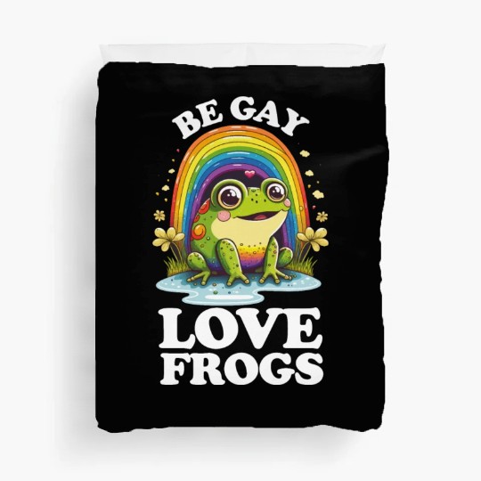 Be Gay Love Frogs Funny LGBTQ Pride Rainbow Retro Duvet Covers
