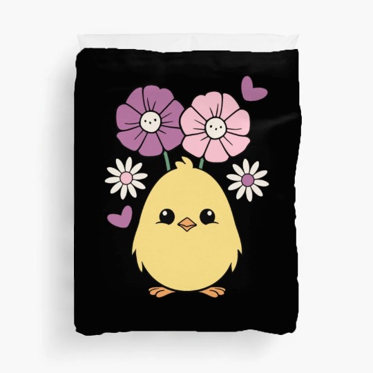 Chick Chicken Spring Flowers Summer Easter Garden Duvet Covers