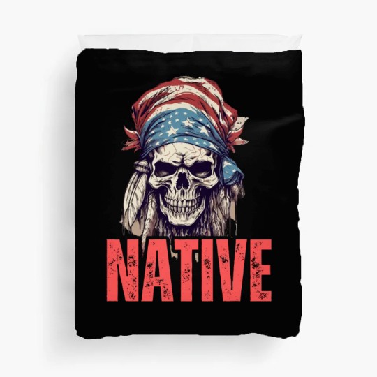 Native American Headpiece Native American Skull Duvet Covers