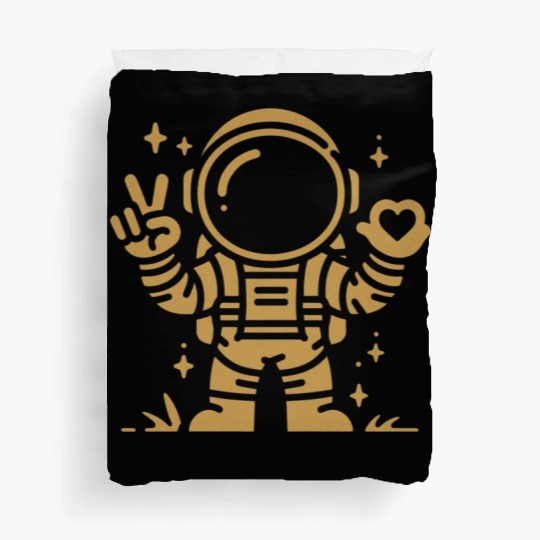 Brown Astronaut is sending love Duvet Covers